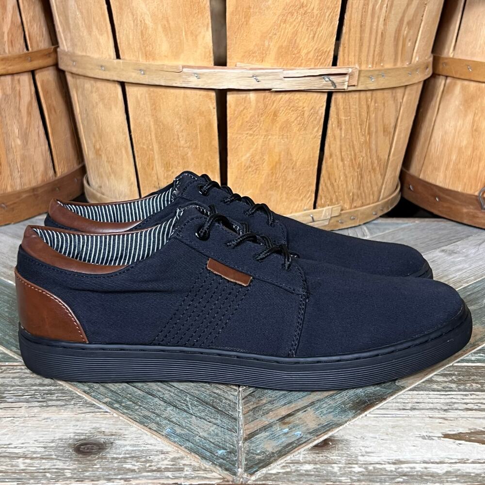 Robert David Cali Black Canvas Faux Leather 046682 Casual Sneakers Mens Size 8